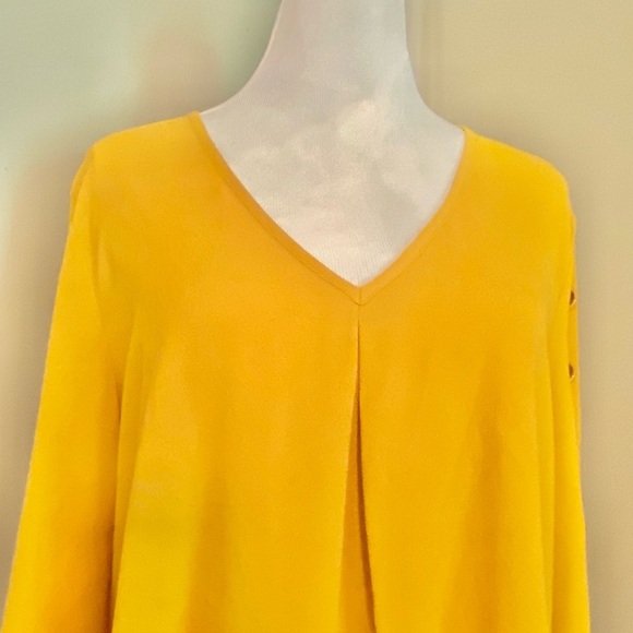 Spense Sz L Yellow Gold 3/4 Sleeve Relaxed Blouse - Picture 3 of 10